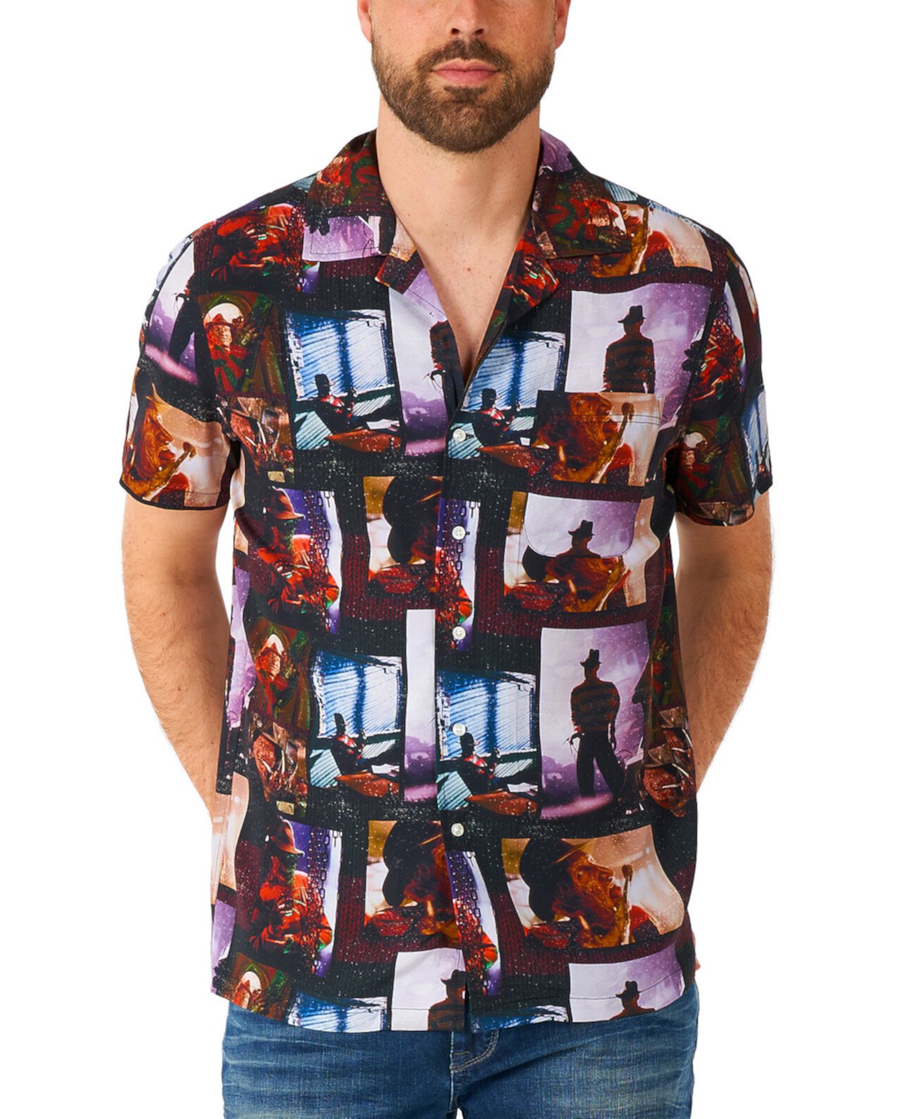 Мужская рубашка с рисунком «Кошмар на улице Вязов» OppoSuits