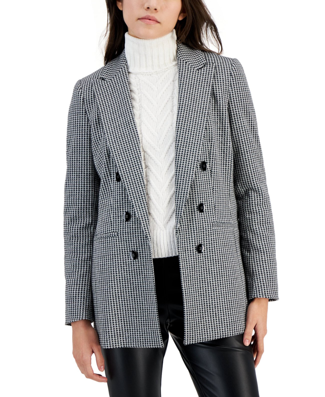 Женский двубортный пиджак геометрической вязки, созданный для Macy's Bar III