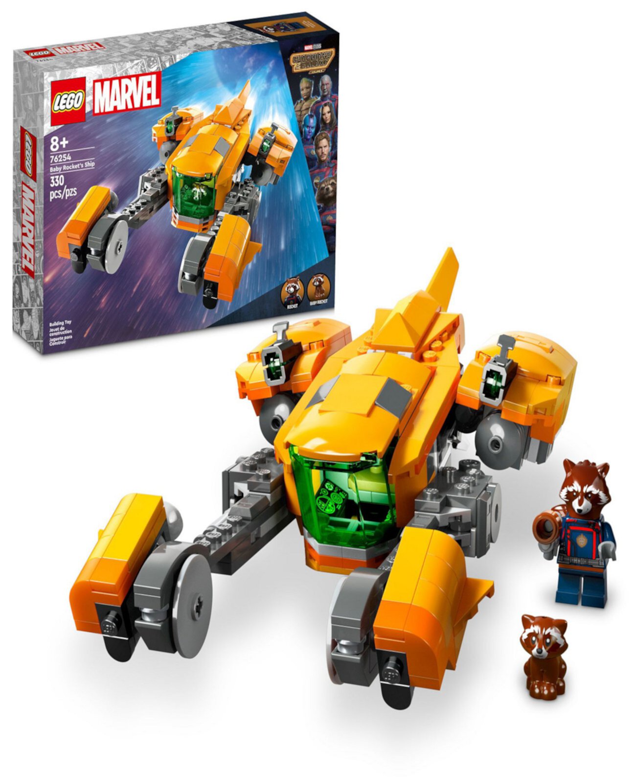 Набор LEGO Super Heroes Marvel 76254 Корабль Малыша Рокета с минифигурками Взрослый и Малыш Рокет Lego