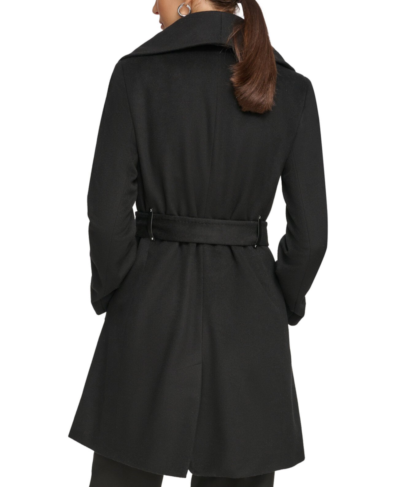 Женское пальто с запахом и шалевым воротником DKNY