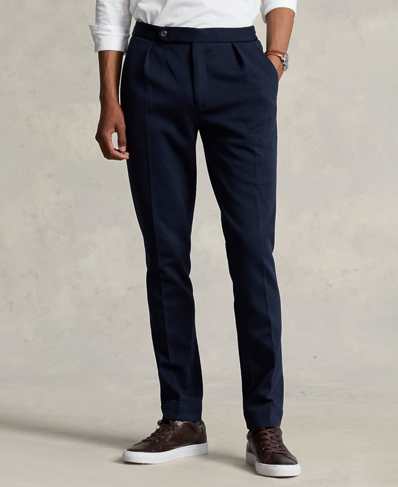 Мужские костюмные брюки двойной вязки со складками Polo Ralph Lauren