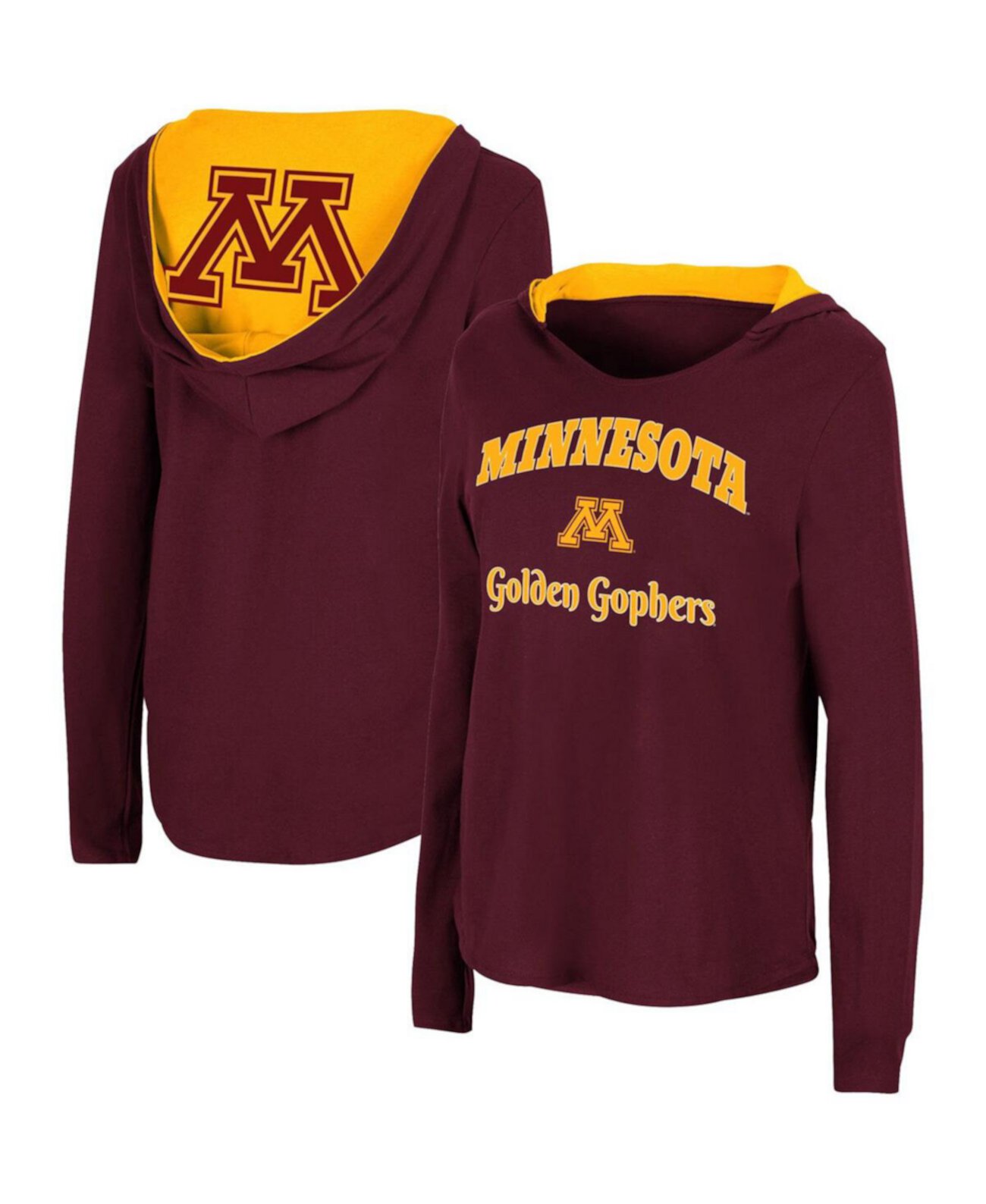 Женское бордовое худи с длинными рукавами Minnesota Golden Gophers Catalina, 100% хлопок Colosseum