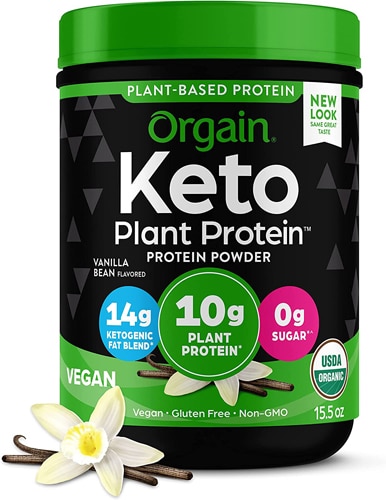 Organic Vegan Keto 10g Plant Based Protein Powder (Порошок) Vanilla Bean -- 15.5 oz (Унции) Orgain