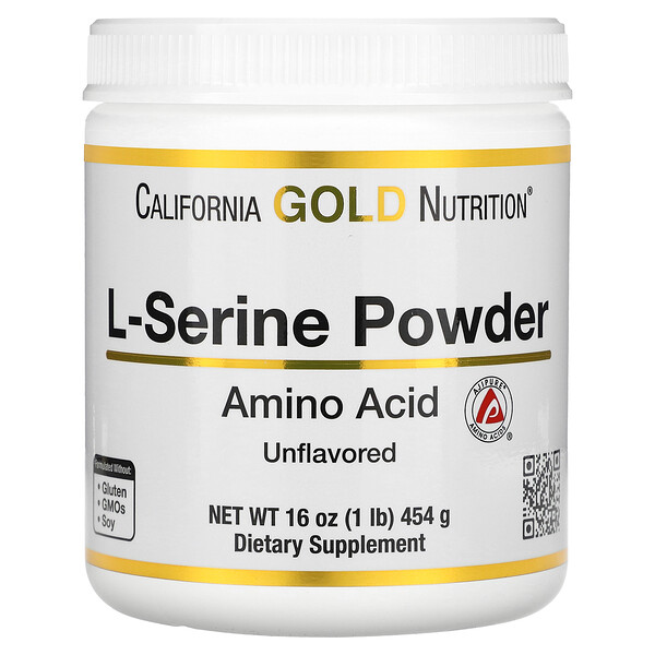 L-серин в порошке, аминокислота AjiPure, порошок без вкуса, 1 фунт (454 г) California Gold Nutrition