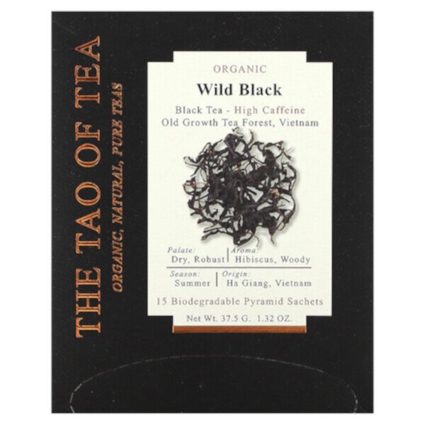 Organic Black Tea, Wild Black, 15 Pyramid Sachets, 1.32 oz (37.5 g) The Tao of Tea