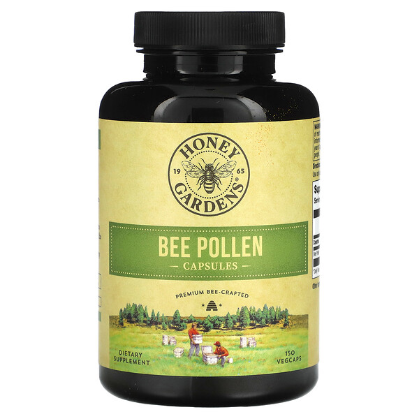 Пчелиная пыльца, 150 растительных капсул Honey Gardens