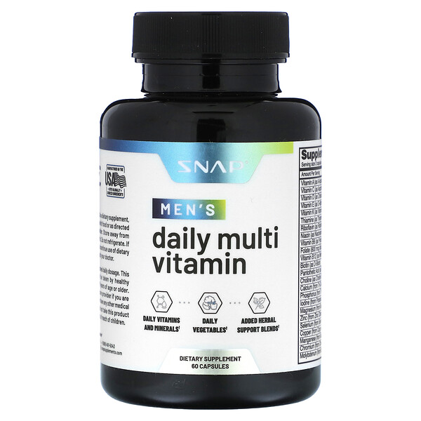 Ежедневные мультивитамины для мужчин, 60 капсул Snap Supplements