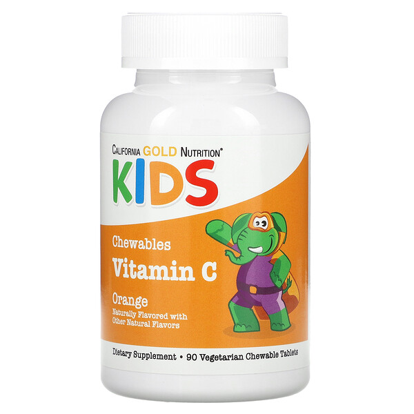 Жевательный витамин С для детей, со вкусом апельсина, 90 вегетарианских таблеток California Gold Nutrition