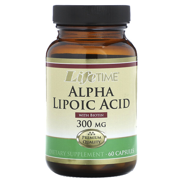 Альфа-липоевая кислота, 300 мг, 60 капсул Lifetime