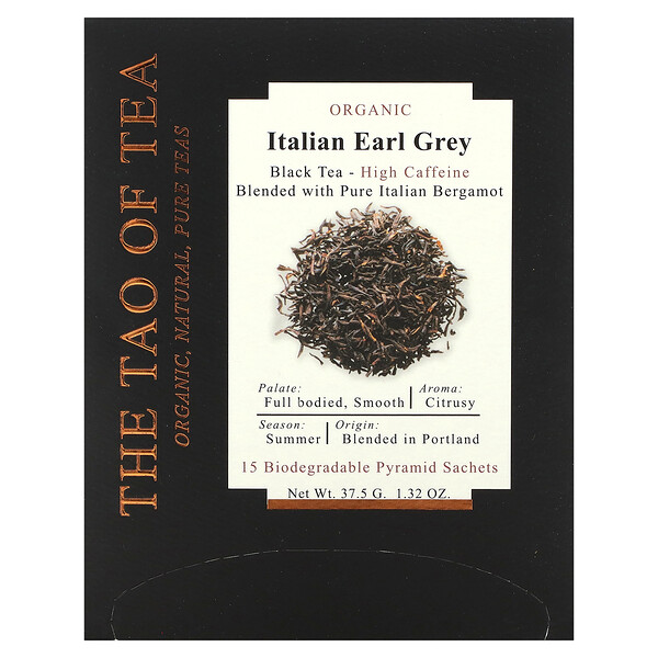 Organic Italian Earl Grey, Black Tea, 15 Pyramid Sachets, 1.32 oz (37.5 g) The Tao of Tea