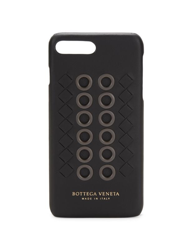 Eyelet Woven Leather iPhone Case Bottega Veneta