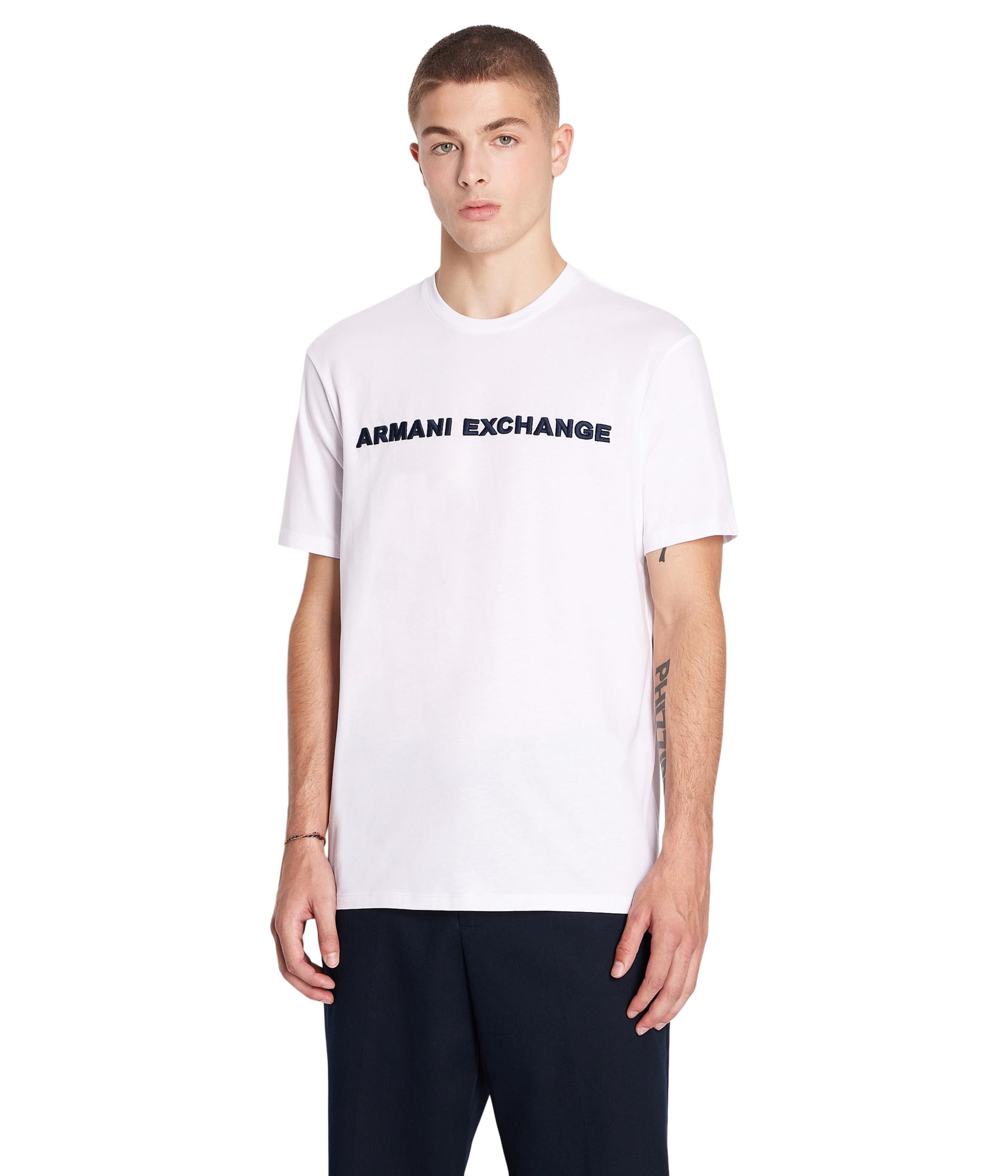 Мужская Хлопковая Футболка AX Armani Exchange с Текстурным Логотипом AX ARMANI EXCHANGE