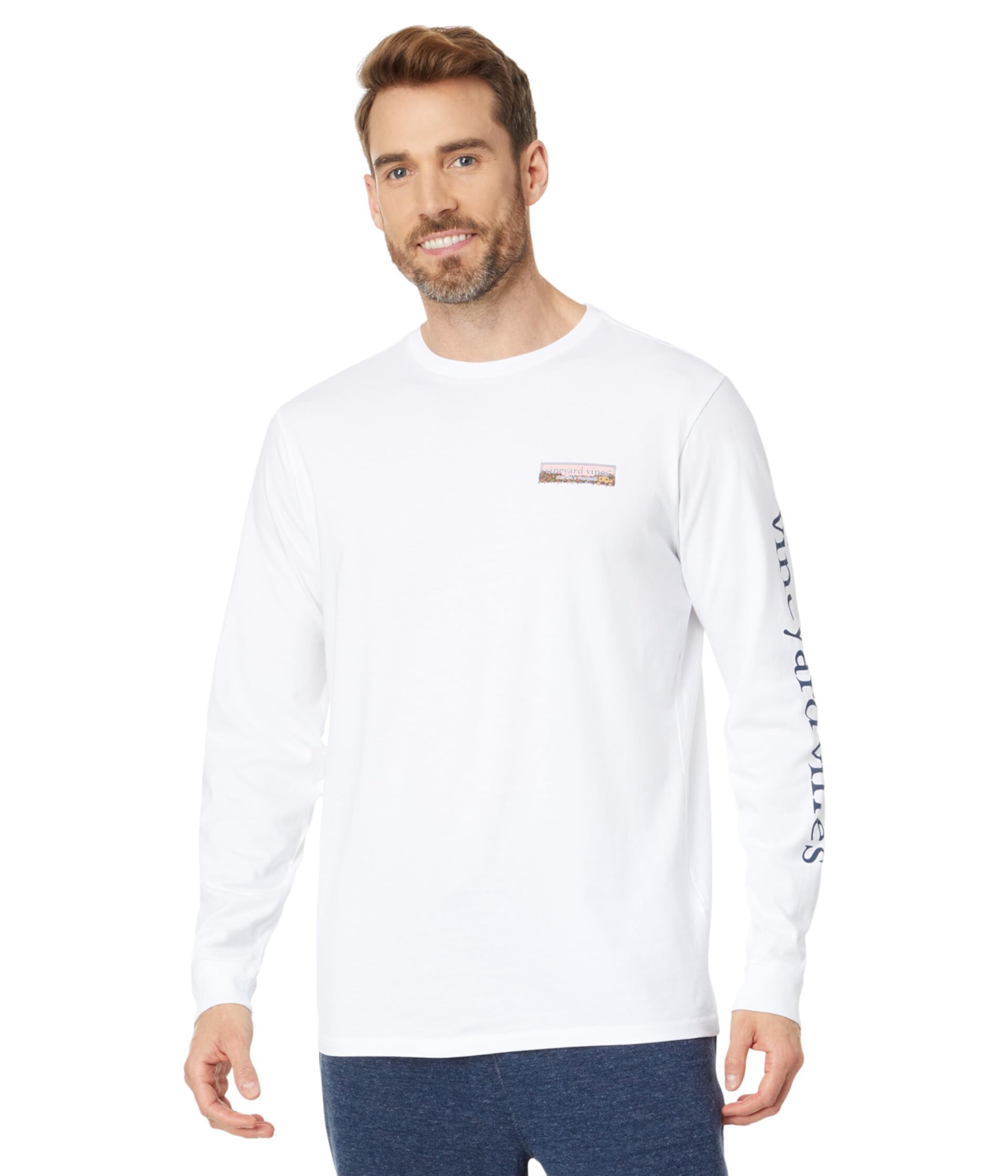 Мужская Футболка Vineyard Vines Puppy Leaf Pile Logo Long Sleeve Tee Vineyard Vines