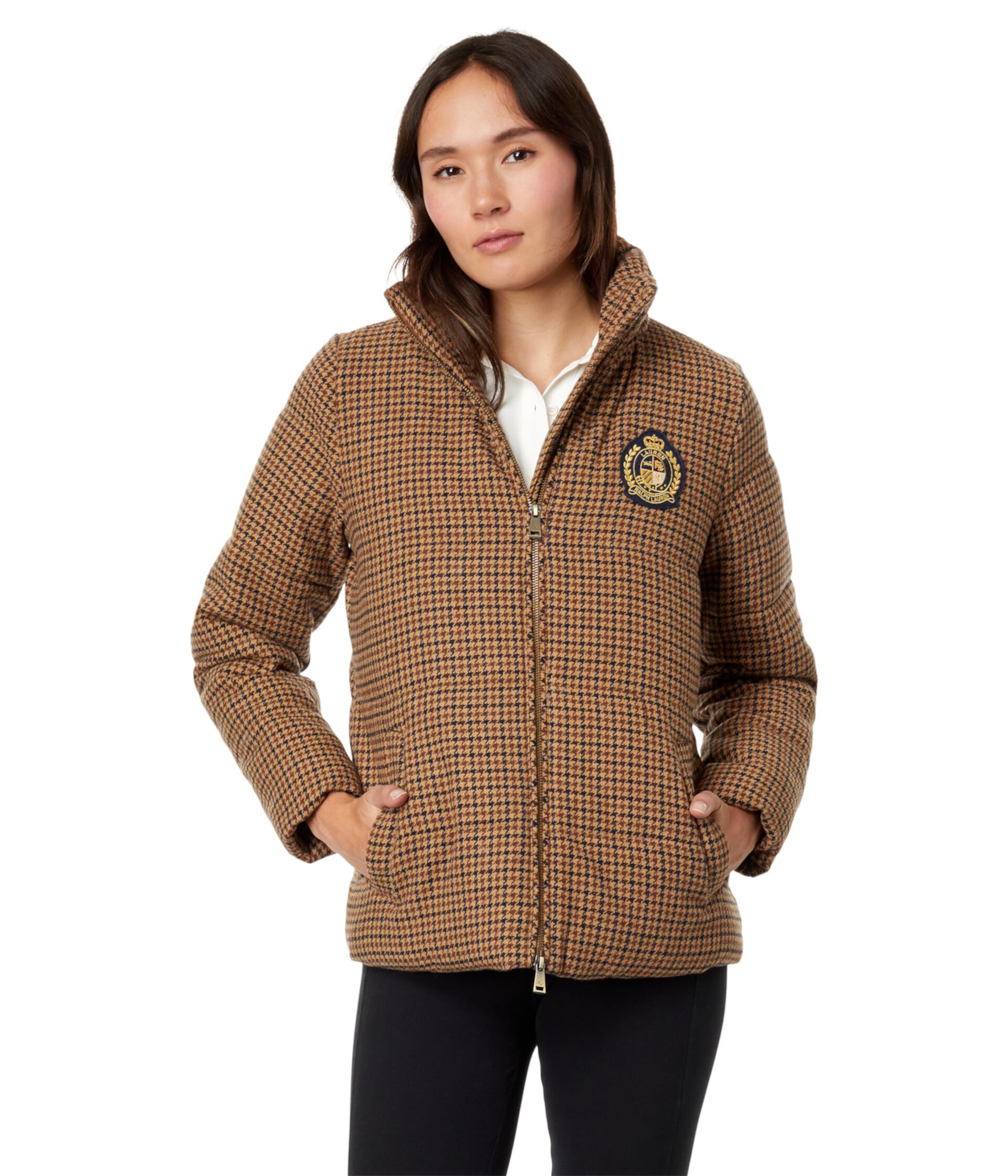 Женская Куртка LAUREN Ralph Lauren Plaid Puffer с Гербом LAUREN Ralph Lauren