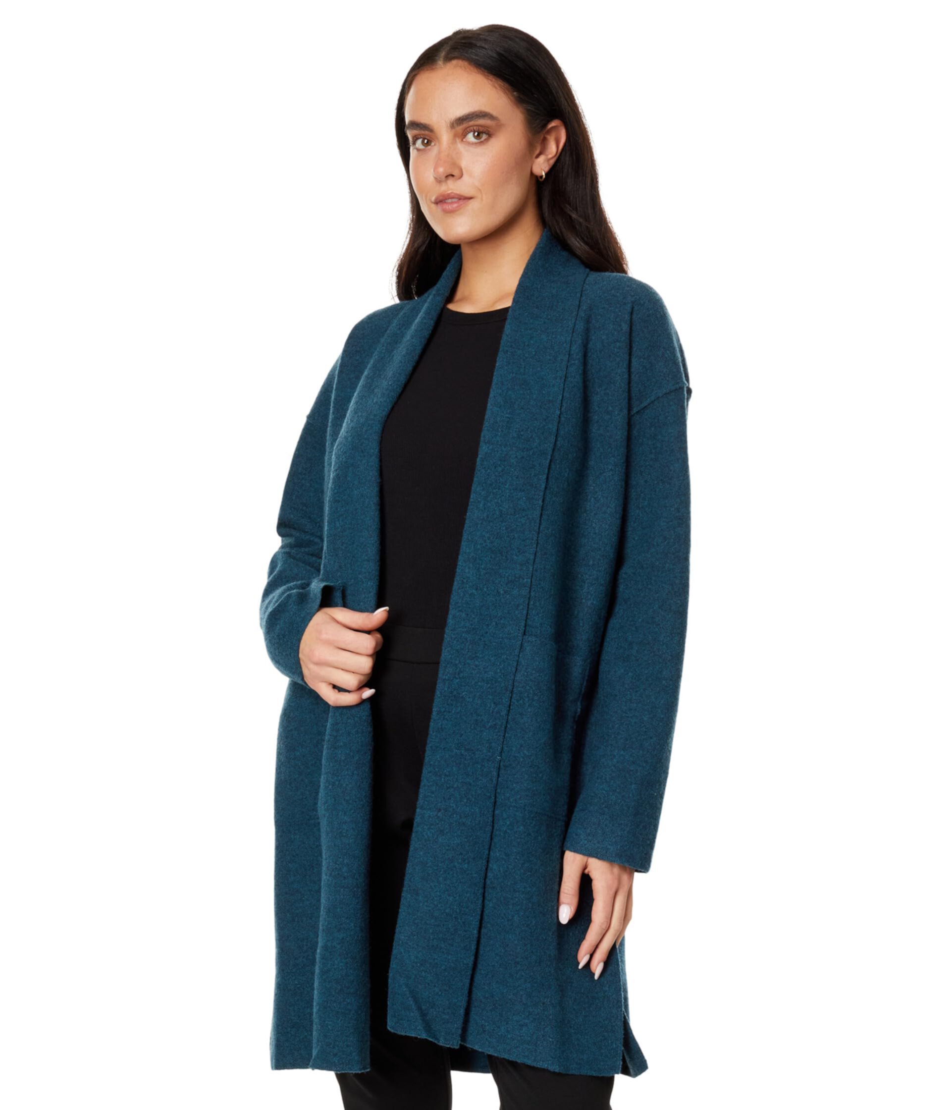 Миниатюрное пальто с высоким воротником Eileen Fisher