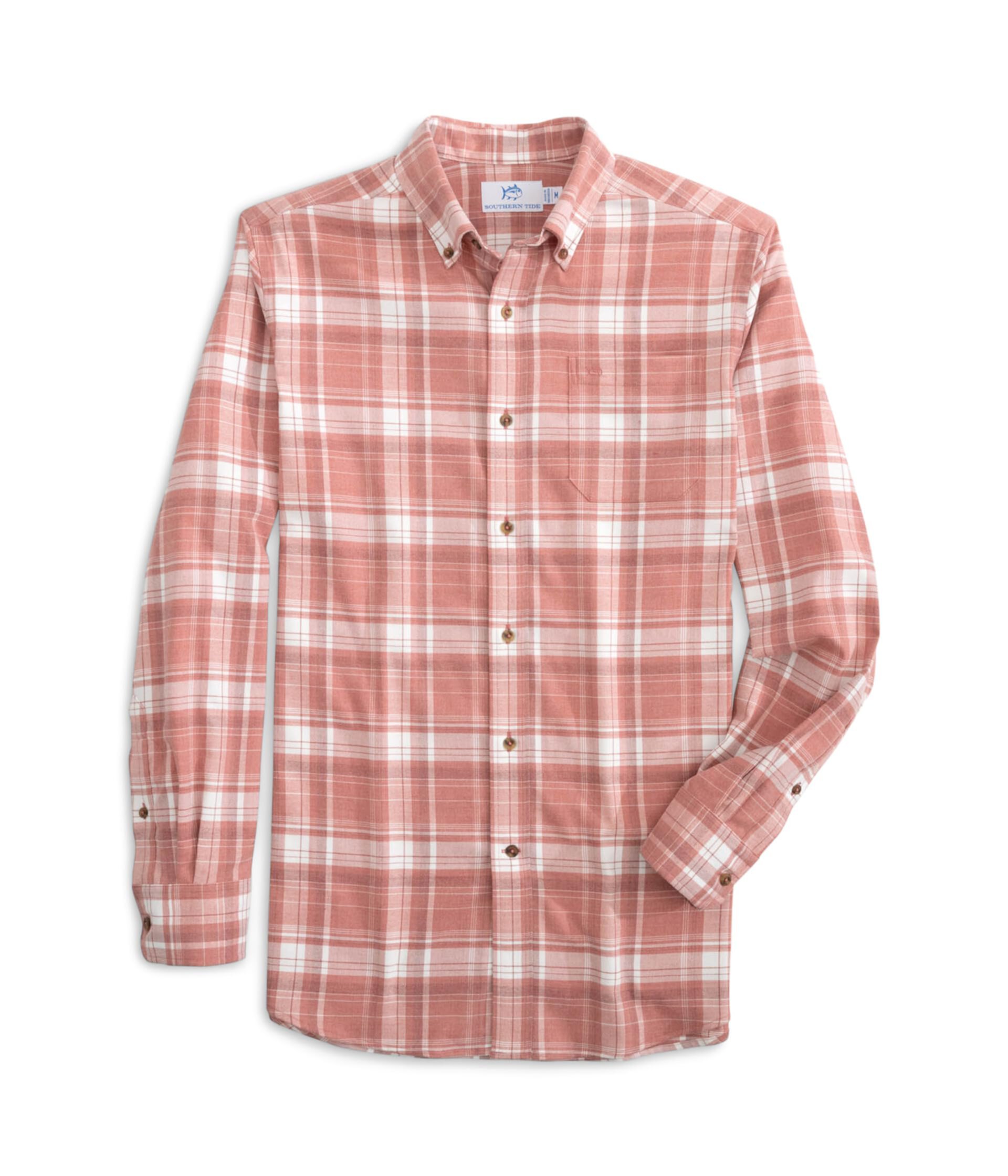 Мужская Повседневная рубашка Southern Tide Long Sleeve Flannel IC Avondale Plaid Sport Shirt Southern Tide