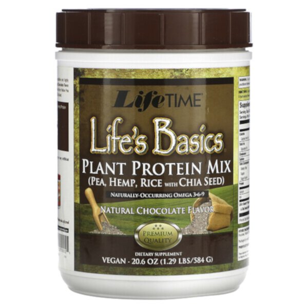 Life's Basics, Смесь растительных белков, натуральный шоколад, 1,29 фунта (584 г) Lifetime