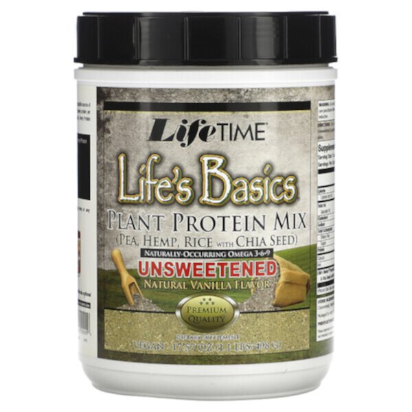 Life's Basics, Смесь растительных белков, без сахара, натуральная ваниль, 17,57 унций (498 г) Lifetime