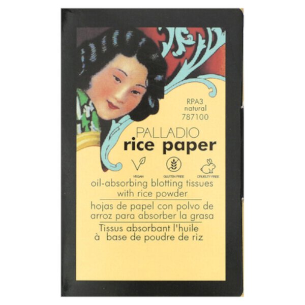 Рисовая бумага, маслопоглощающие промокательные салфетки, натуральный RPA3, 40 салфеток Palladio