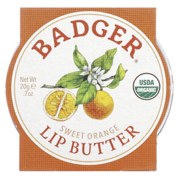 Lip Butter, Sweet Orange, 0.7 oz (20 g) Badger Basket