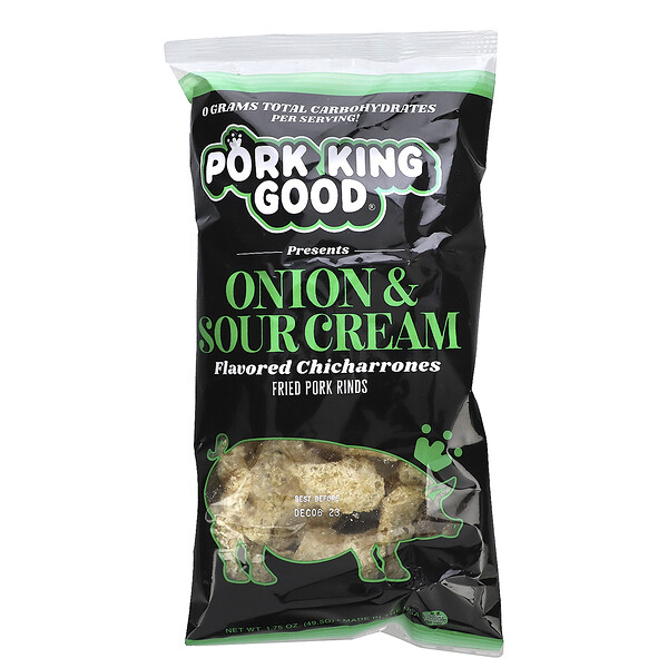 Flavored Chicharrones, Onion & Sour Cream, 1.75 oz (49.5 g) Pork King Good