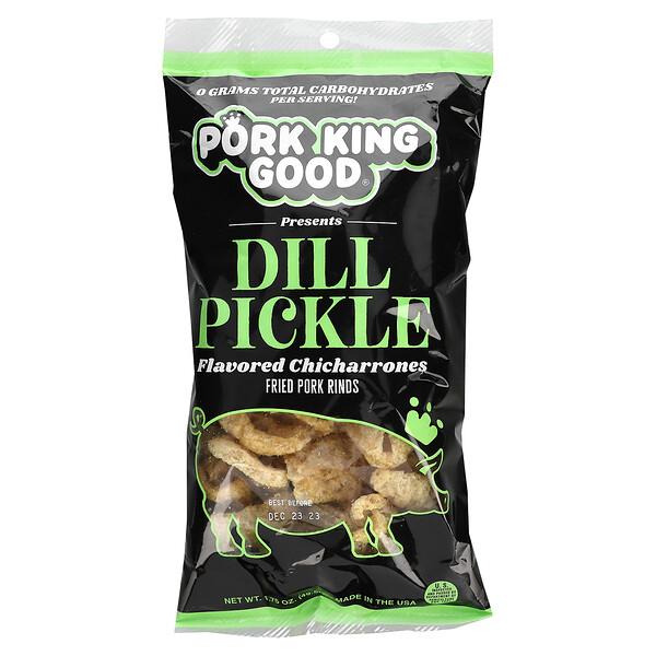 Flavored Chicharrones, Dill Pickle, 1.75 oz (49.5 g) Pork King Good