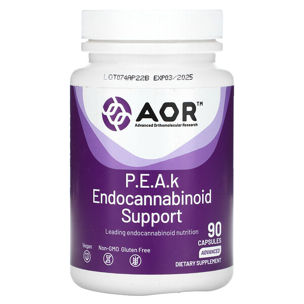 P.E.A.k Endocannabinoid Support, Advanced, 90 Capsules Advanced Orthomolecular Research AOR