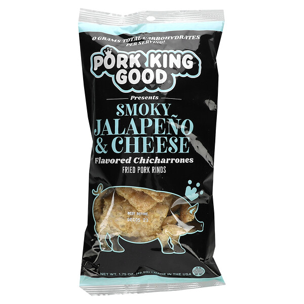 Flavored Chicharrones, Smoky Jalapeno & Cheese, 1.75 oz (49.5 g) Pork King Good