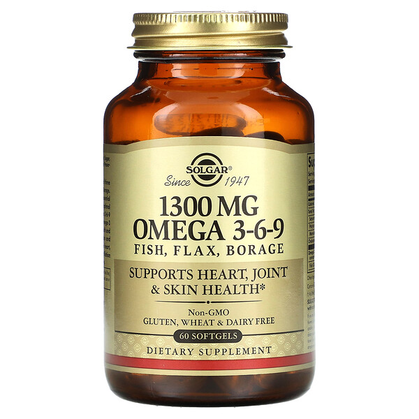 Omega 3-6-9, 1,300 mg, 60 Softgels Solgar
