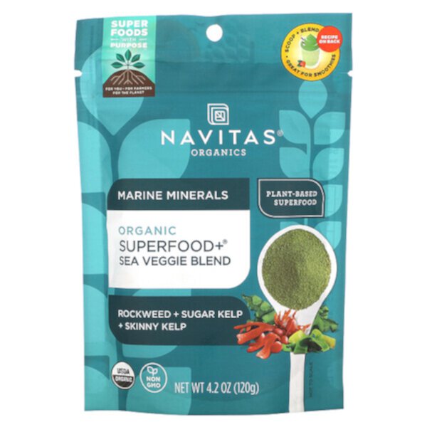 Marine Minerals, Органические суперпродукты + смесь морских овощей, 4,2 унции (120 г) Navitas Organics