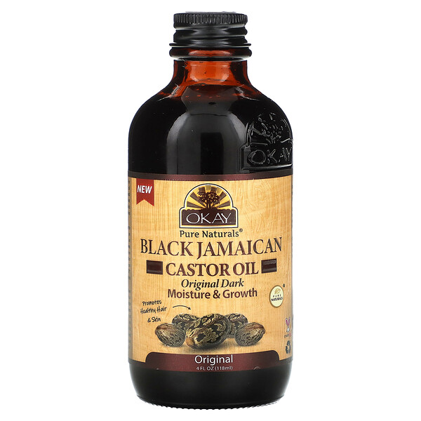 Черное ямайское касторовое масло, оригинальное темное, 4 жидких унции (118 мл) Okay Pure Naturals