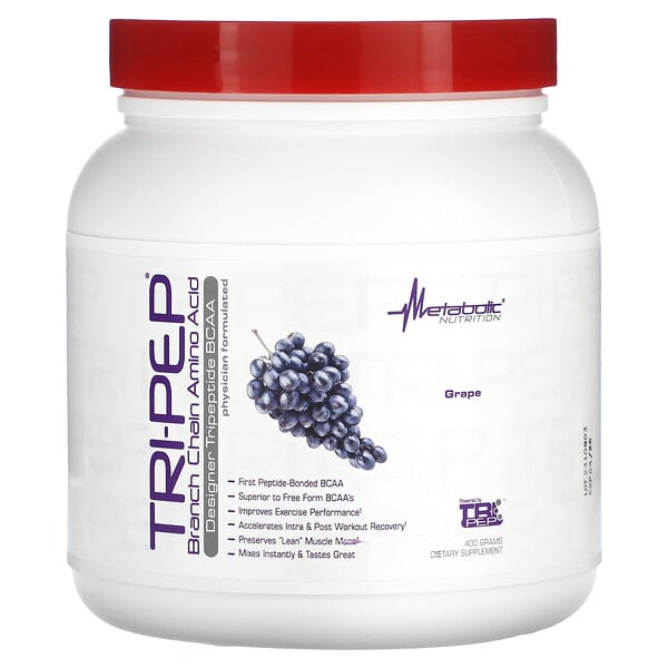 Tri-Pep, Аминокислота с разветвленной цепью, виноград, 14,1 унции (400 г) Metabolic Nutrition