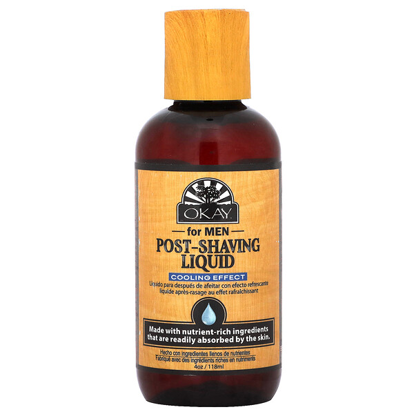 Post-Shaving Liquid For Men, Cooling Effect, 4 oz (118 ml) Okay Pure Naturals