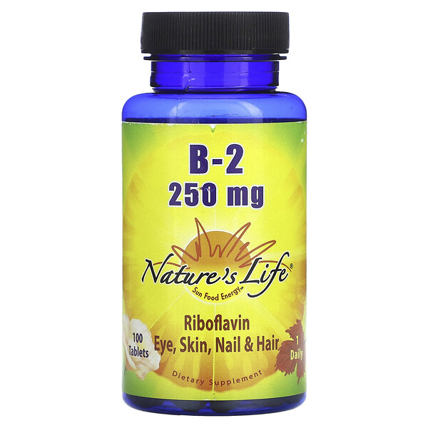 B-2 Riboflavin, 250 mg, 100 Tablets (Таблетки) Nature's Life