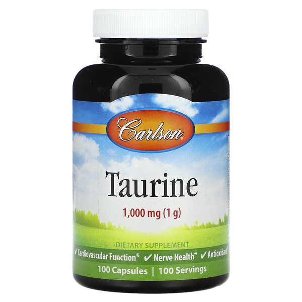 Taurine, 1,000 mg, 100 Capsules (Капсулы) Carlson