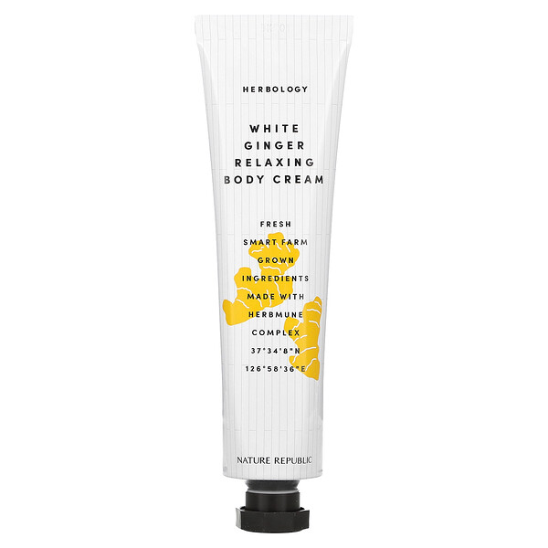 Herbology, White Ginger Relaxing Body Cream (Крем), 2.36 fl oz (Жидкие унции) (70 ml) Nature Republic