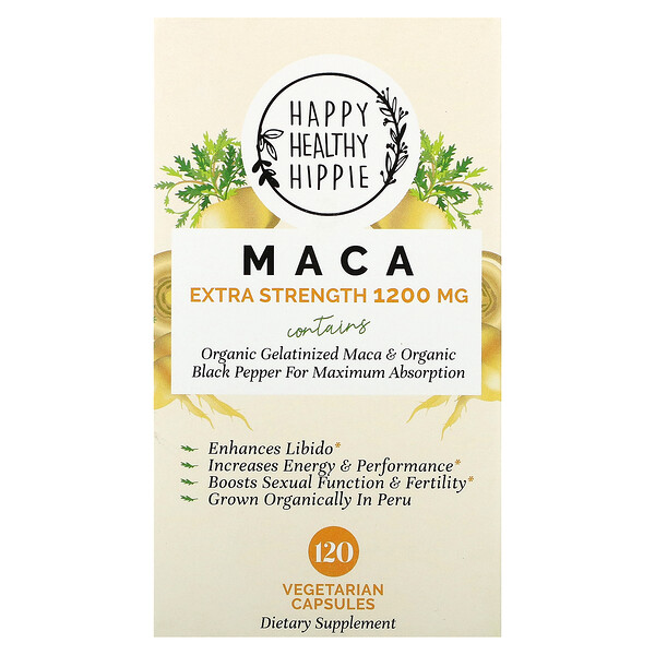 Maca, Экстракрепкость - 1200 мг - 120 вегетарианских капсул - Happy Healthy Hippie Happy Healthy Hippie