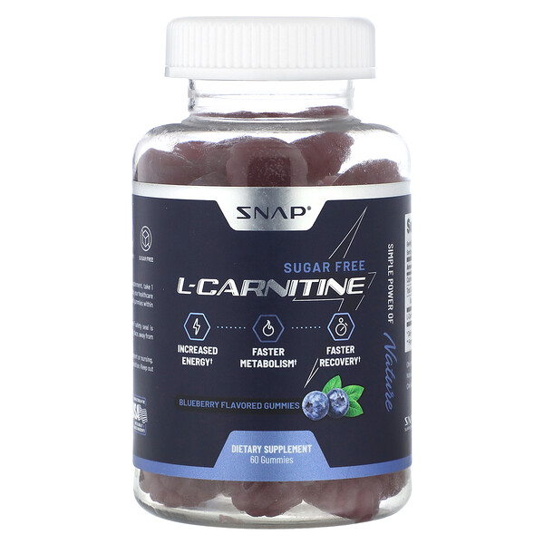 L-Карнитин - Без Сахара - Черника - 60 жевательных конфет - Snap Supplements Snap Supplements