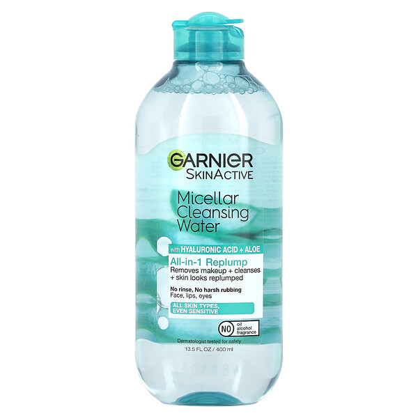 SkinActive, Мицеллярная очищающая вода с гиалуроновой кислотой и алоэ, 400 мл (13,5 жидких унций) Garnier