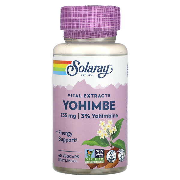 Vital Extracts, Йохимбе, 135 мг, 60 растительных капсул Solaray