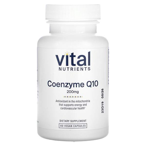 Коэнзим Q10, 200 мг, 60 веганских капсул Vital Nutrients
