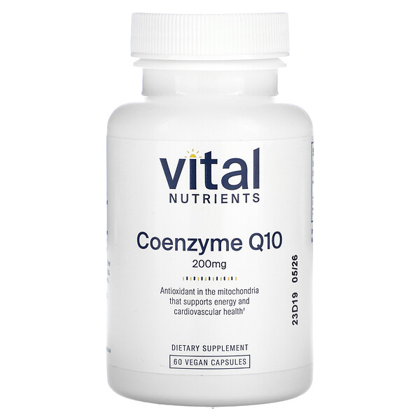 Coenzyme Q10, 200 mg, 60 Vegan Capsules (Веганские капсулы) Vital Nutrients