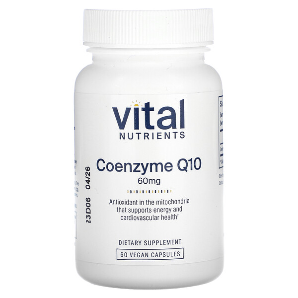 Коэнзим Q10, 60 мг, 60 веганских капсул Vital Nutrients