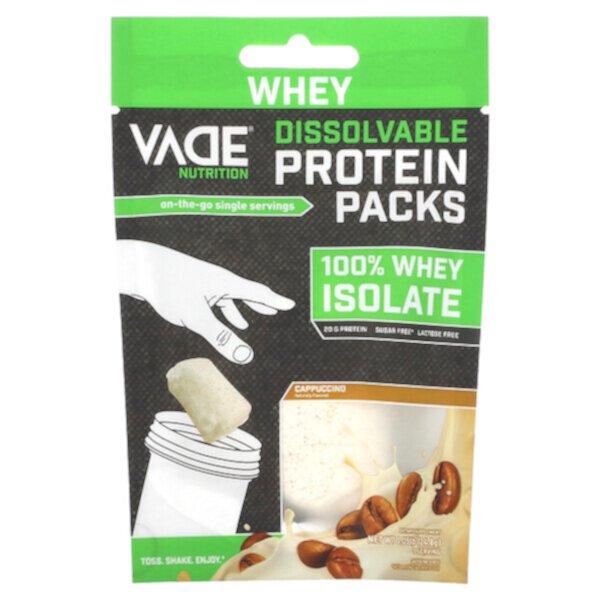 Пакеты растворяемого протеина, 100 % сывороточный изолят, капучино, 0,05 фунта (24,8 г) Vade Nutrition