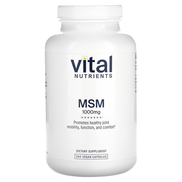 МСМ, 1000 мг, 240 веганских капсул Vital Nutrients