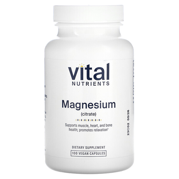Магний (Цитрат) - 100 веганских капсул - Vital Nutrients Vital Nutrients