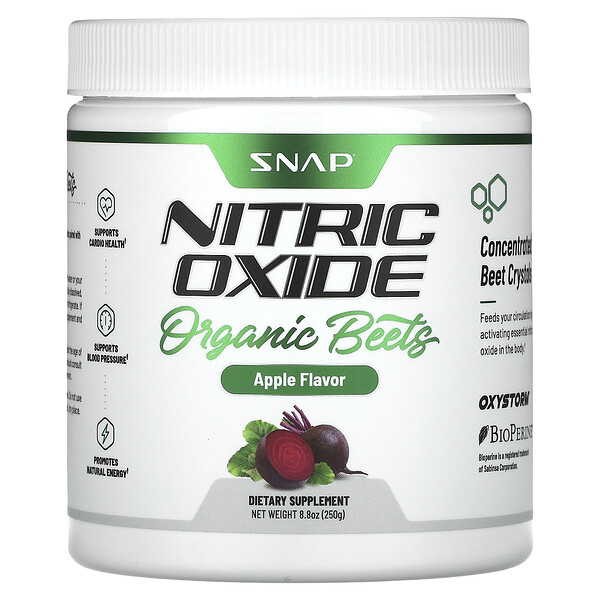 Оксид азота, органическая свекла, яблоко, 8,8 унции (250 г) Snap Supplements