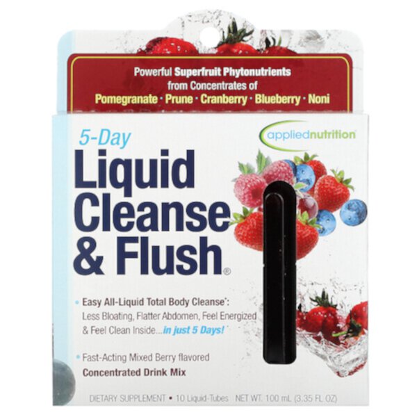 Liquid Cleanse & Flush, 5-дневный курс, ягодная смесь, 10 тюбиков с жидкостью, 10 мл (0,33 жидк. унции) каждый Applied Nutrition