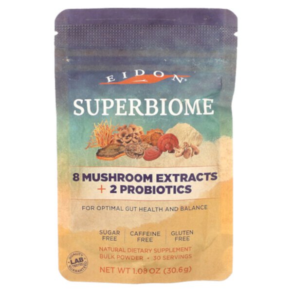 Superbiome, 8 экстрактов грибов + 2 пробиотика, 1,08 унции (30,6 г) Eidon Ionic Minerals