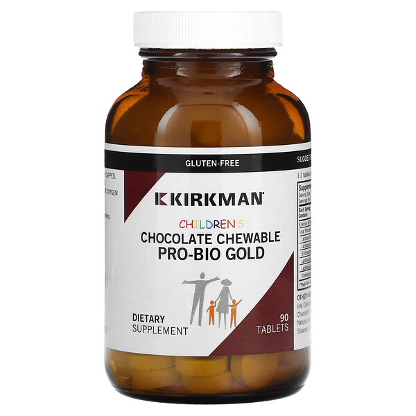 Детские жевательные таблетки Pro-Bio Gold, шоколад, 90 таблеток Kirkman Labs